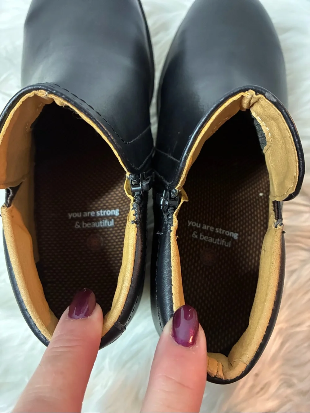 Women's Black Low Heel Ankle Booties - Smooth Leather-Look Slip-On